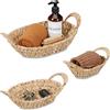 Relaxdays Cestino Portaoggetti, Set da 3, Aspetto Vimini, in Giacinto d'Acqua, Tre Misure, da Bagno e Armadio, Naturale, Ferro