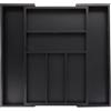 Relaxdays Portaposate da Cassetto Allungabile, in Bambù, 5 x 30,5-49 x 46 cm, 5-7 Scomparti, Organizer per Posate, Nero