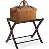 Relaxdays Portavaligie Pieghevole, Scaffale in Legno, Cavalletto Reggivaligie, HxLxP: 52,5 x 66,5 x 48 cm, Marrone