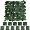 Relaxdays Siepe Artificiale, 12 Frangivista 50x50 cm Balcone Ringhiera, Foglie Finte Edera, Recinzione Giardino, Verde