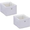 Relaxdays Scatola Portaoggetti, Set 2 Portagiochi da Scaffale, HLP 16x20,5x25 cm, Box in Stoffa Giochi, Libreria, Bianco