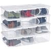 relaxdays Set da 12 Scatole di Plastica per Scarpe, Box Trasparenti Impilabili con Coperchio HLP 12,5x20x34,5cm, Bianche