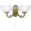 Eglo Lampada da parete Savoy, 2 fiamme vintage, rustica, in metallo e vetro | satinato, per soggiorno e corridoio, finitura brunita e bianca, con interruttore a tirante, attacco E14