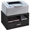 Relaxdays Porta Stampante da Scrivania, Supporto 3 Scomparti, con Cassetto, Portadocumenti, 22x40x30 cm, Organizer, Nero
