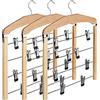 Relaxdays Grucce per Gonne con Pinze Salvaspazio, Set 3 Appendiabiti Multiplo Antiscivolo, 45,5x39x2,5 cm Marrone Chiaro