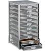 Relaxdays Cassettiera da Scrivania, 10 Cassetti, Formato DIN A4, Porta-Documenti, Box per Lettere e Corrispondenza, Argento, 55 x 27,5 x 35,5 cm