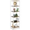 Relaxdays Scaffale Libreria in Stile Scandinavo, 6 Ripiani, Mobile da Salotto o Cucina, HLP 180x50x35 cm, Bianco Marrone