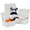 Relaxdays Set da 3 Cesti Portaoggetti, Coperchio & Chiusura a Strappo, Cestino Contenitore in bambù, Bianco