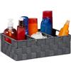 Relaxdays Cestino Portaoggetti con Scomparti, per i Cosmetici da Bagno, con Impugnature HxLxP: 10 x 32 x 21 cm, Grigio
