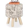 Relaxdays Sgabello Imbottito Design caffè, Gambe in Legno, Poggiapiedi Basso, Design Shabby Chic, HxD: 38 x 32 cm, Crema