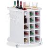 Relaxdays Mobile Portabottiglie Vino con Ruote Piroettanti, 6 Portabicchieri, Scaffale per 17 Bottiglie, Rotondo, HxD: 56x54 cm, Bianco