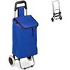 Relaxdays Carrello Portaspesa, Pieghevole, 25 l, Shopping Trolley con Ruote, max.10 kg, HLP 91x40x30 cm, Blu Scuro