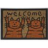 Relaxdays Zerbino con Simpatici Gatti, Fibra di Cocco, Zona Interna ed Esterna, 40x60cm, Antiscivolo, Naturale/Arancione