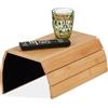 Relaxdays Vassoio per Bracciolo Divano, Porta Tazza Caffé, Ripiano da Sofà, LxP: 43,5x33 cm, Tavolino in bambù, Naturale