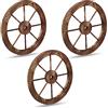 Relaxdays Ruota di Carro Vintage in Legno, Set da 3, Decorazioni per Giardino da Appendere, da Esterno, Western, Marrone