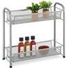 Relaxdays Scaffale Portaspezie a 2 Ripiani, Organizer da Tavolo da Cucina o Mensola Bagno Make-Up, in Metallo, Argentato