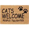 Relaxdays Zerbino Cats Welcome, in Fibra di Cocco, Zona Interna ed Esterna, LxP 40x60 cm, Antiscivolo, Naturale/Nero