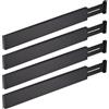 Relaxdays Divisori da Cassetto, Set da 4 Separatori da Cucina, Organizer Lunghezza Regolabile 46-56 cm, Nero