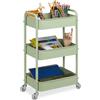 Relaxdays Carrello da Cucina con Ruote, 3 Ripiani, Carrellino Portaoggetti Bagno, Detersivi, 71,5x43,5x29,5 cm, Verde