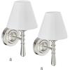 Relaxdays Applique con Paralume Tessuto, Set 2 Lampade da Parete, Interruttore a Corda, E14, HLP: 28x16x19 cm, Argento