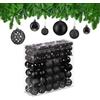Relaxdays Set da 150 Palline di Natale, Addobbi Natalizi, Opache, Lucide, Glitterate, ∅ 3,4 e 6 cm, Decorazioni, Nero