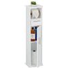 Relaxdays Porta Carta Igienica da Bagno, Mobiletto Autoportante Salvaspazio, con Cassetto, HLP 87,5x22x17,5 cm, Bianco