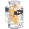 Relaxdays Dispenser in Vetro per Bevande, Erogatore con Rubinetto e Coperchio da 4 L, Distributore Acqua, Inserto Frutta