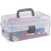 Relaxdays Scatola Trasparente Plastica, 9 Scomparti Per Oggetti, Maniglia e Chiusura A Scatto, HLP 14,5x33x19 cm, Grigio