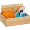 Relaxdays Box in bambù, Portaoggetti con Coperchio, Versatile, HLP: 7 x 22 x 15 cm, Cassette Bagno e Cucina, Marrone