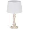 Relaxdays Lampada da Tavolo in Stile Rustico, Attacco E14, in Legno e Stoffa, Soggiorno e Camera, HxD: 47x27 cm, Bianca