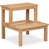 Relaxdays Sgabello Poggiapiedi in bambù, Scaletta Fino a 100 kg, 2 Scalini Appoggia Piedi, 40 x 40 x 40,5 cm, Naturale