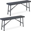 Relaxdays Panca Pieghevole da Giardino, Set da 2 Panchine Richiudibili Salvaspazio da Giardino, HLP 42x100x25 cm, Grigio