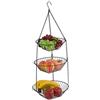 Relaxdays Portafrutta da Appendere, 3 Cesti per Frutta e Verdura, HxD: 73x28 cm, Cestini Design Aperto in Acciaio, Nero