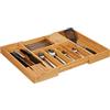 relaxdays Portaposate in Legno di Bambù, Estraibile, 2 Blocchi per Coltelli, 5-7 Scomparti, HLP 5x56x43 cm, naturale