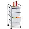 Relaxdays Carrellino Salvaspazio con 4 Cassetti, Metallo & Plastica, Carrello Porta Trucchi da Bagno, Multiuso, Argento