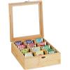 Relaxdays Scatola Porta tè e Tisane, 12 Scomparti, Cofanetto con Coperchio, HLP: 9,5 x 26,5 x 28,5 cm, bambù Naturale