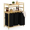 Relaxdays Scaffale Portabiancheria, 3 Cesti Estraibili Biancheria, 2 Ripiani, 105x80x40 cm, Mobile bambù, Naturale Nero