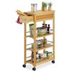 Relaxdays Carrello da Cucina con Ruote, 3 Ripiani e Cassetto, Carrellino Portaoggetti, HLP: 86,5 x 25 x 50,5 cm, bambù