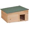 Relaxdays Casetta per Ricci in Legno, Rifugio da Giardino, 2 Scomparti, 21,5x40x40 cm, Tana Contro Predatori, Marrone