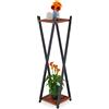 Relaxdays Portavaso a Colonna, Scaffale Porta Fiori 99x29x29, Moderno, Piedistallo Design Scandinavo, Nero Marrone Scuro