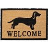 Relaxdays Zerbino con Bassotto, Fibra di Cocco, Frase Welcome, Interni ed Esterni, 40x60 cm, Antiscivolo, Naturale/Nero