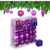 Relaxdays Set da 110 Palline di Natale, Addobbi Natalizi, Palle Opache, Lucide, Glitter, in Plastica, Decorazioni, Viola