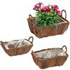 Relaxdays Set da 3 Fioriere in Fibra di Cocco, Cesti Portapiante in 3 Misure, Interni e Esterni, con Pellicola, Naturale