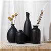 Joynisy Set di 4 vasi in ceramica nera, classici opachi, decorazioni per la casa per l'inaugurazione della casa, regali per gli amanti dei vasi di fiori (nero)