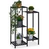 Relaxdays Scaffale Portapiante a 5 Ripiani, Supporto per Vasi Fiori, Scala per Piante HLP: 81x55x28,5 cm, Metallo, Nero