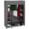 Relaxdays Armadio in Tessuto, con Asta per Abiti e 12 Ripiani, Pieghevole, Cerniera Zip, HLP: 175x135x45cm, Antracite