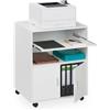 Relaxdays Carrello Porta Stampante, 2 Scomparti e Ripiano Estraibile Tastiera, Mobiletto Ufficio, 74x60x48 cm, Bianco