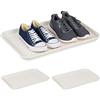 Relaxdays Vassoio Poggiascarpe XL, Set da 3 Vaschette Poggia Scarpe Bagnate, 60 x 40 cm, Tappetino in Plastica, Bianco