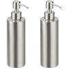 Relaxdays Dispenser di Sapone, Set da 2, 300 ml cad., Dosatore Ricaricabile Manuale per Bagno e Cucina, Argentato