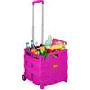 Relaxdays Carrello per Spesa Pieghevole, 35 kg Carico, Manico Telescopico, Carrellino Trolley Portaspesa, Cesto, Rosa
